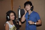 Meyang Chang and Neha Kakkar at the Music recording for Hanju in Soundbox, Mumbai on 16th Dec 2013